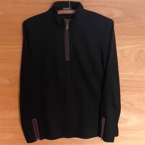 J. McLaughlin 1/4 zip sweater jacket sz M medium black brown stretch